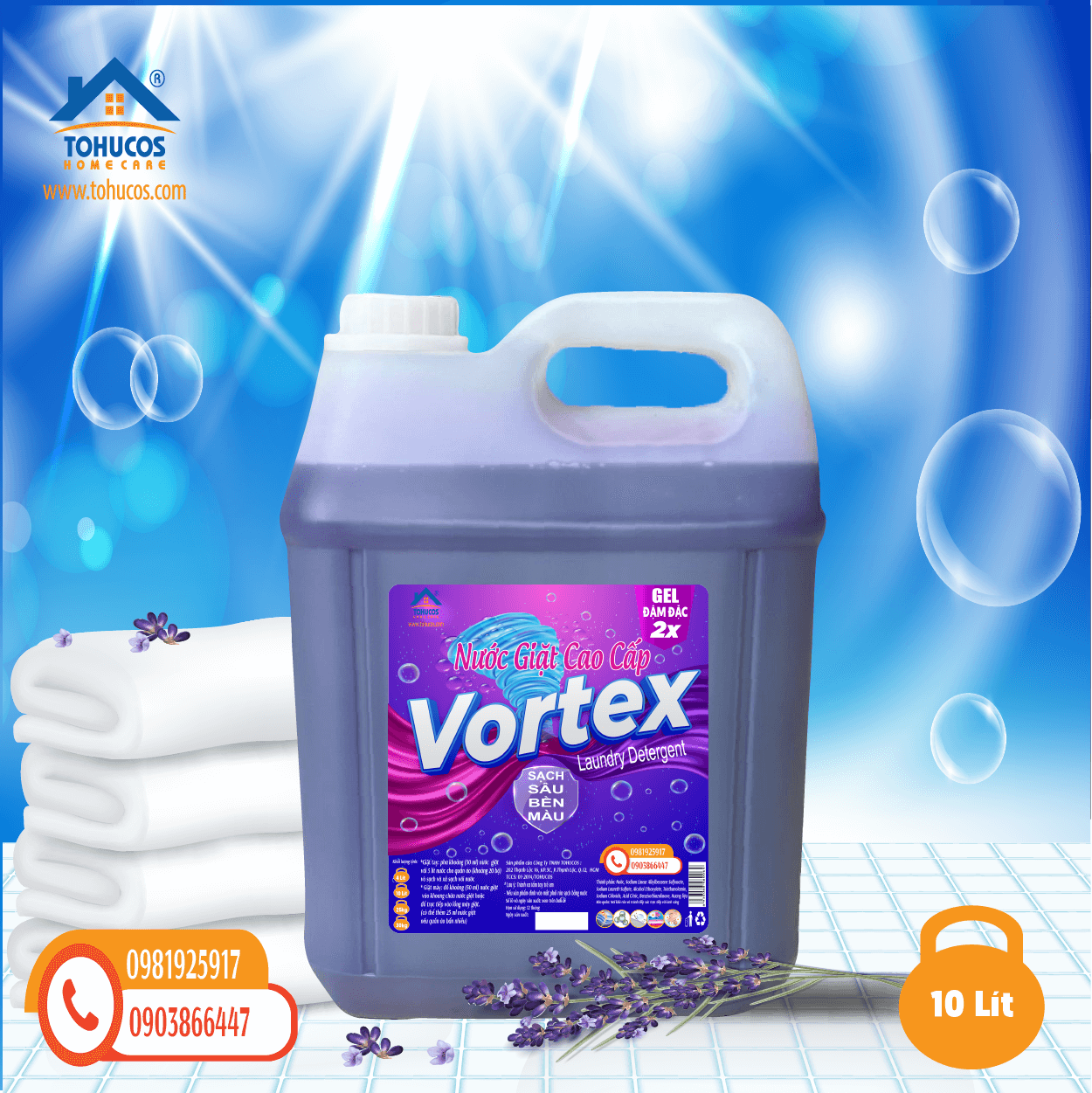 Nước giặt VORTEX (can 10L) Hương Lavender