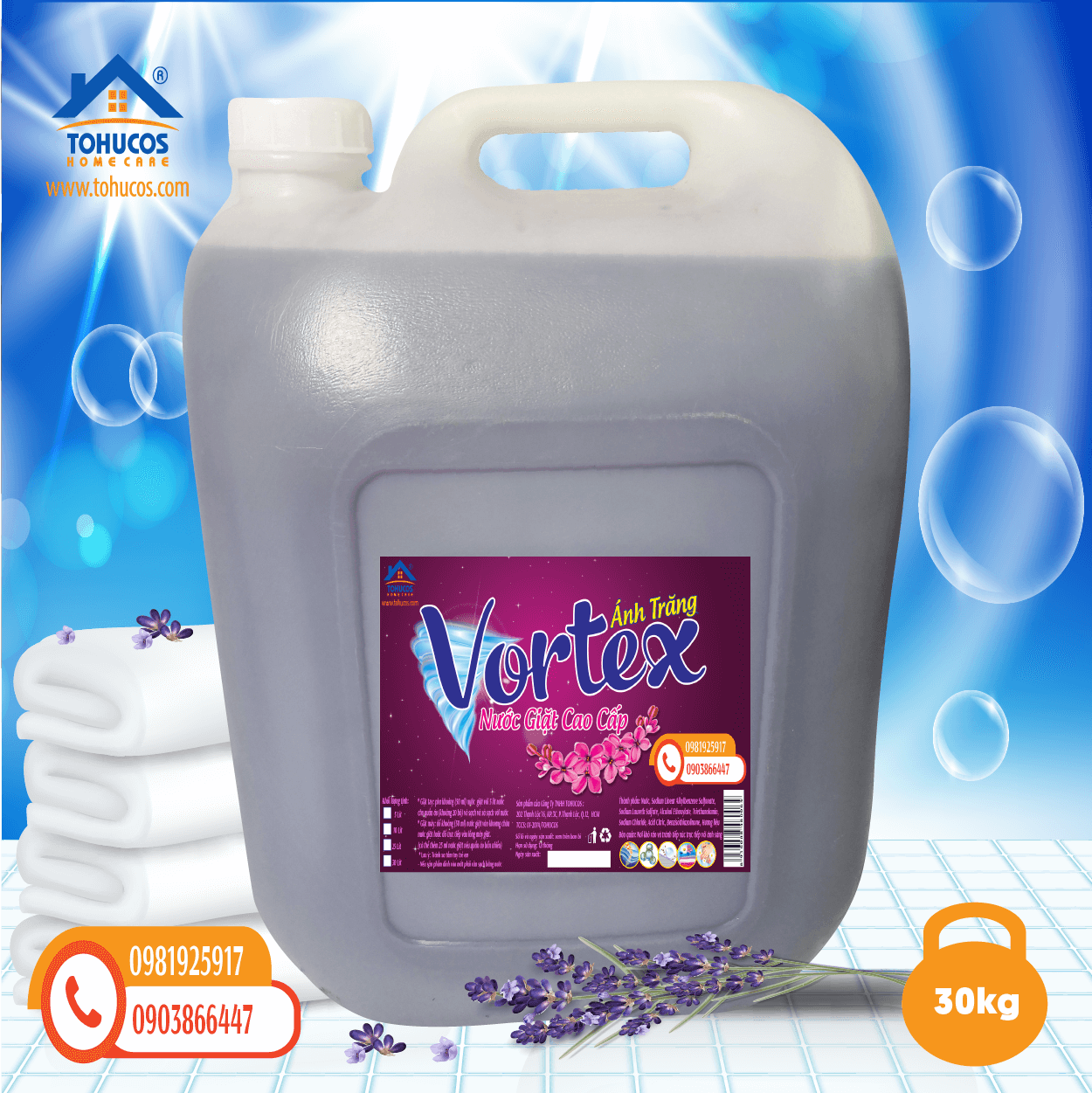 Nước Giặt Vortex -Hương Lavender (30 kg)
