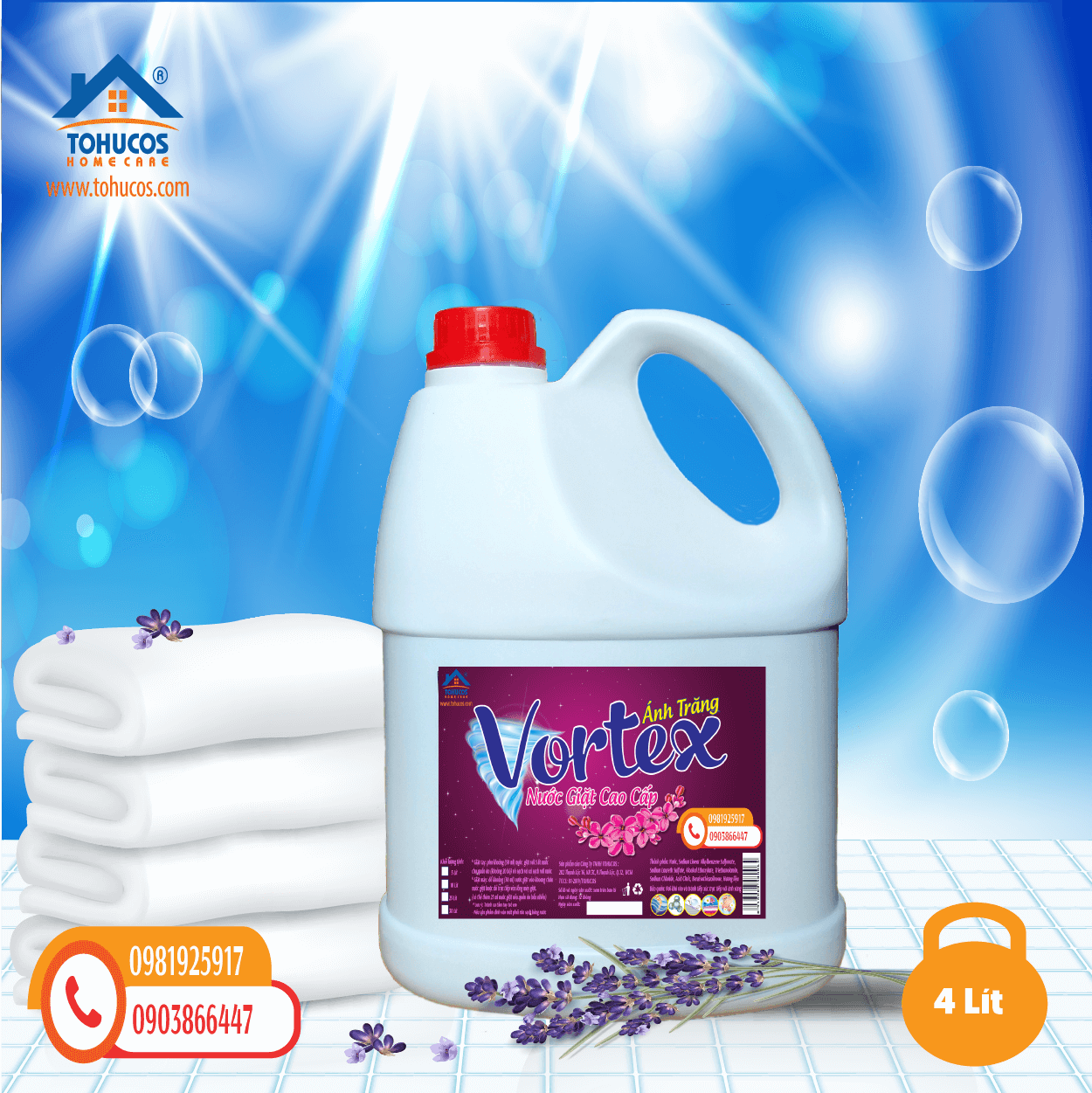 Nước giặt VORTEX (can 4L) Hương Lavender